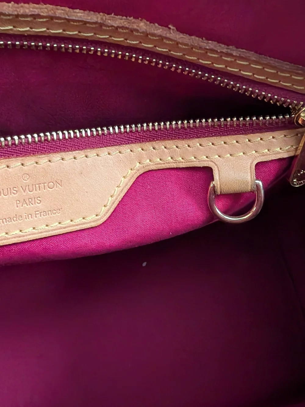 Louis Vuitton Red Vernis Leather Shoulder Bag with Tan Trim
